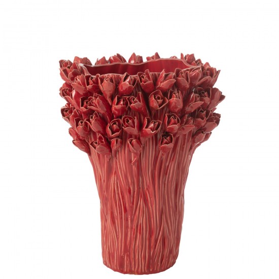 J Line Vase Ambrosia Ceramique Rouge Large L35xB35xH44 cm JLine 54493 by Jolipa 54493.