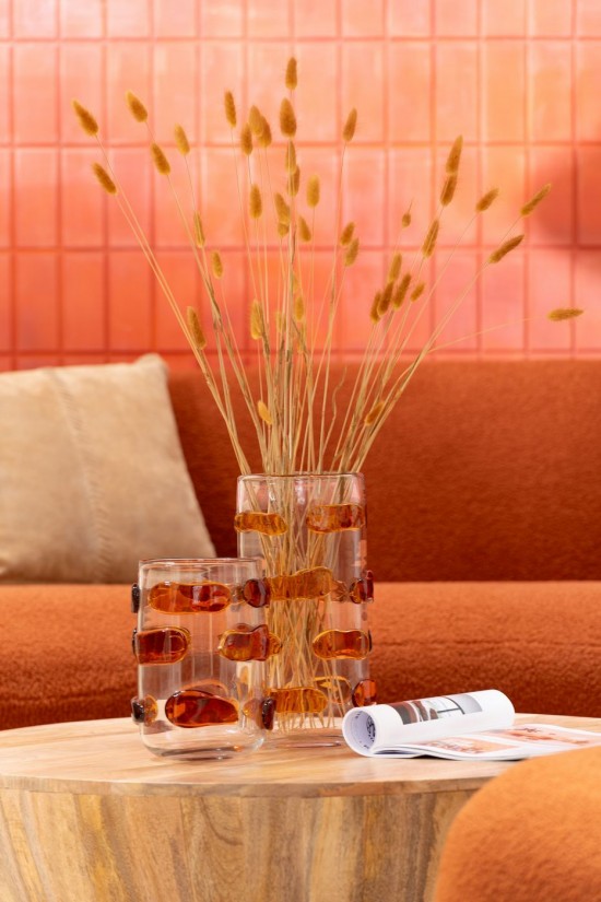 J-Line J Line Grands vases Grand vase Vases hauts Vase haut. Vase Pebbles Verre Ambre Transparent Large.