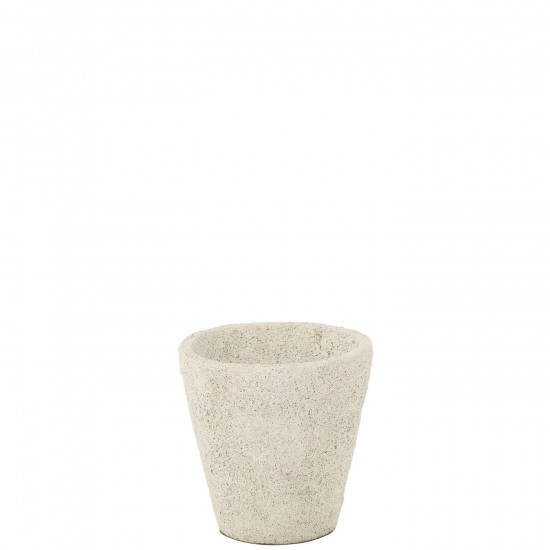 J Line Flowerpot Antique Clay Cement White Large L40xB40xH40 cm JLine 54552 by Jolipa 54552.