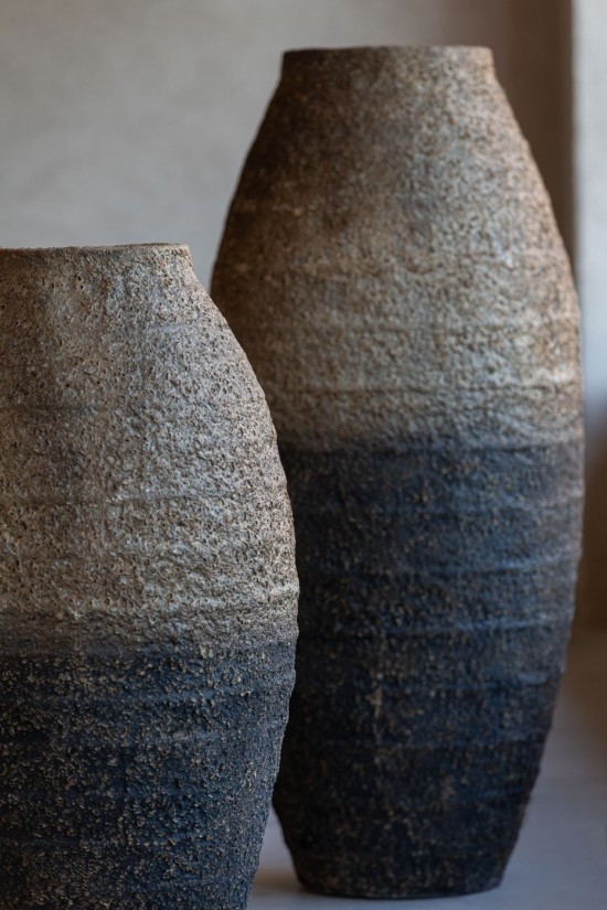 J-Line J Line Vases Vase Antique Cement Brown Black Small.