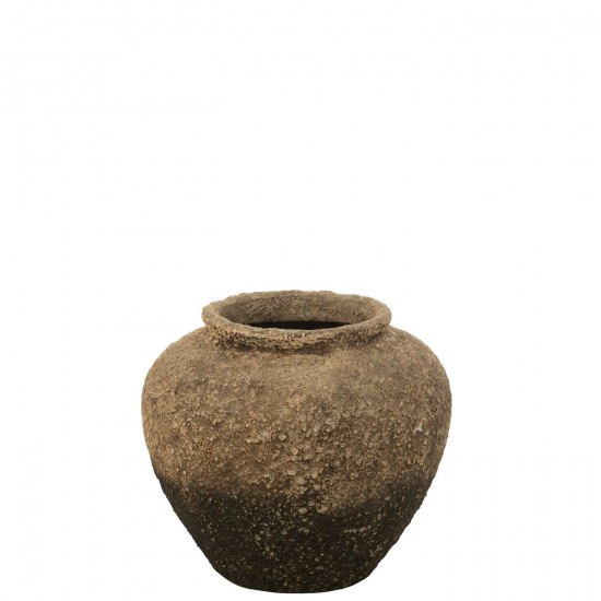 J Line Flowerpot Antique Round Cement Brown Black L60xB60xH50 cm JLine 54570 by Jolipa 54570.