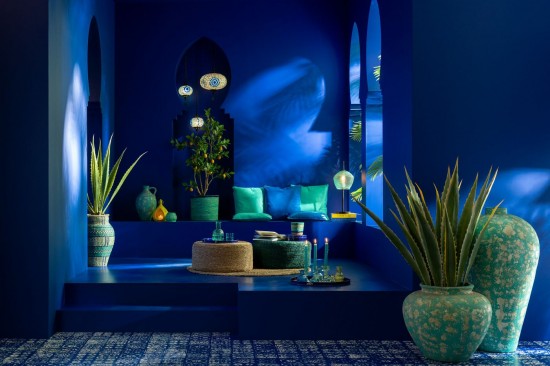 Jolipa Flowerpot Antique Round Cement Azur.