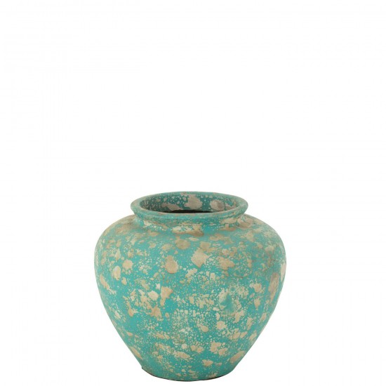 J Line Flowerpot Antique Round Cement Azur L60xB60xH50 cm JLine 54576 by Jolipa 54576.