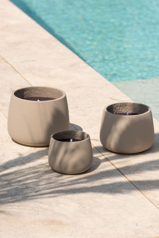 J-Line J Line bougie d'extérieur bougies d'extérieur Bougie Exterieure Cyra Ciment Gris Large.