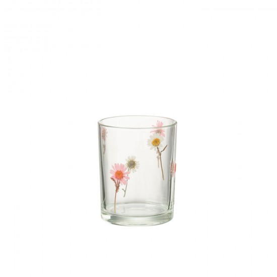 J Line Photophore Peggy Fleurs Verre Large L10xB10xH13 cm JLine 54608 by Jolipa 54608.