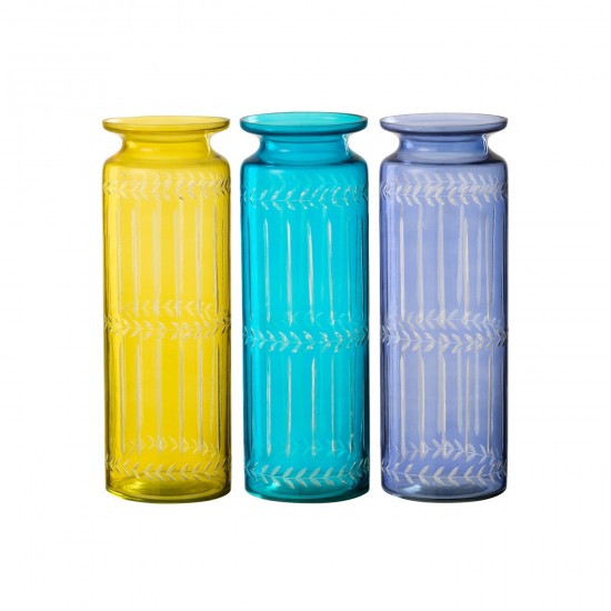 J Line Vase Tarifa Verre Mix L10xB10xH30 cm JLine 54639 by Jolipa 54639 Assortiment de 3 pcs.