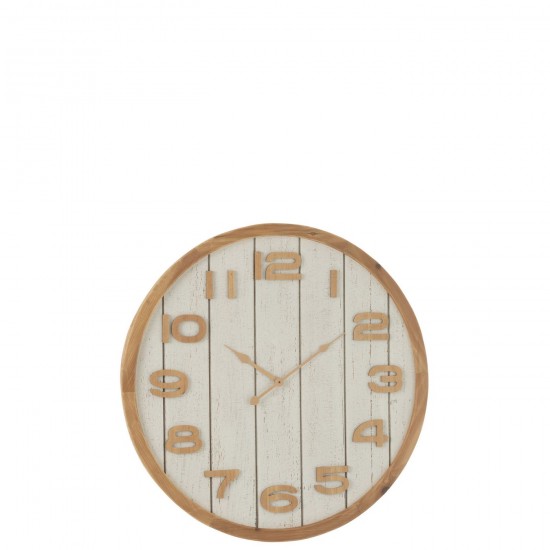 J Line Horloge Murale Bois Mdf Blanc Naturel Large L60xB60xH4 cm JLine 54701 by Jolipa 54701.