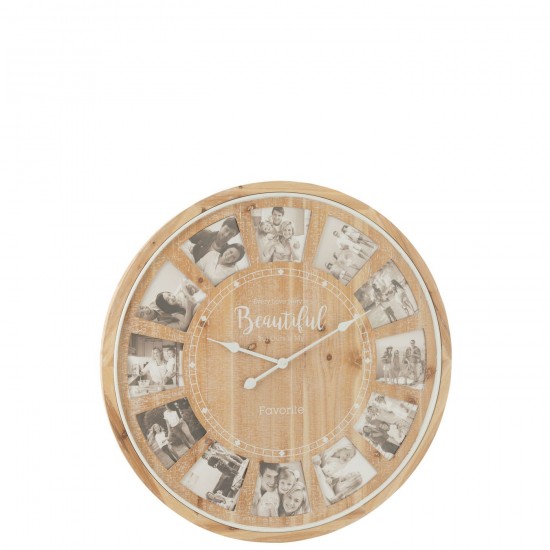 J Line Horloge Murale Photo Beautiful Mdf Naturel L80xB80xH5 cm JLine 54703 by Jolipa 54703.