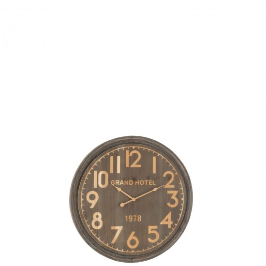 J Line Horloge Murale Grand Hotel Mdf Naturel Fonce Small L58xB58xH5 cm JLine 54704 by Jolipa 54704.