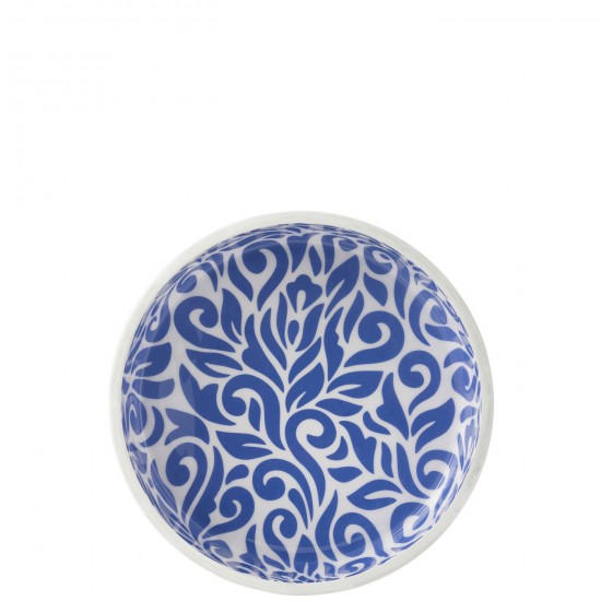 J-Line J Line saladiers Jolipa Saladier Motif Floral Bois De Manguier Bleu Blanc.