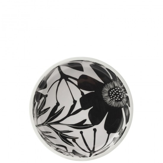 J-Line J Line saladiers Jolipa Saladier Motif Floral Bois De Manguier Noir Blanc.