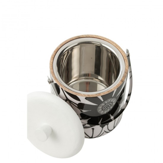 J-Line J Line seaux à glace champagne Jolipa Bac A Glaçon Motif Floral Bois De Manguier Noir Blanc.