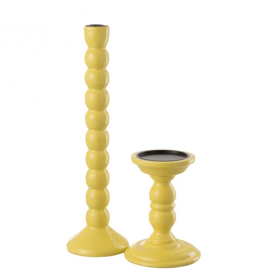 J-Line J Line chandeliers candélabres Jolipa Bougeoir Bois De Manguier Jaune.