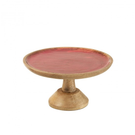 J Line Plat A Gateau Bois De Manguier Rose L25xB25xH15 cm JLine 54932 by Jolipa 54932.
