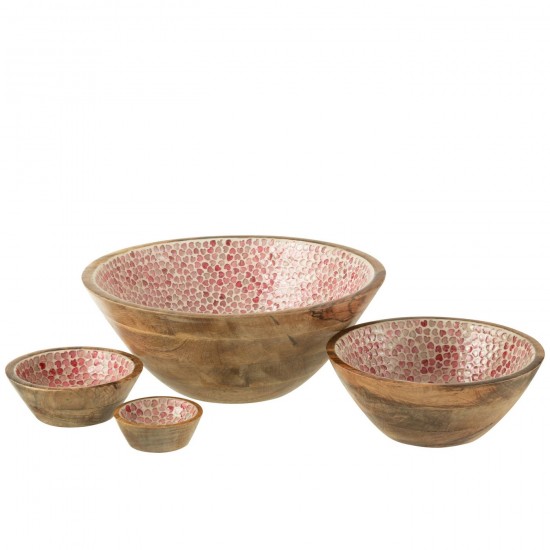 J-Line J Line bols Jolipa Bol Coeur Mosaique Bois De Manguier Rose Large.