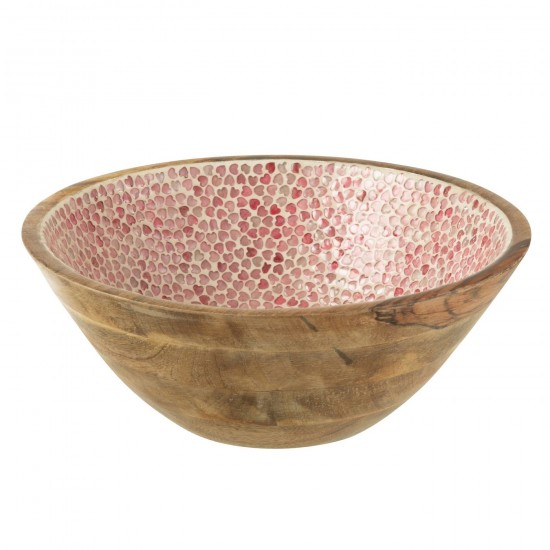 J Line Bol Coeur Mosaique Bois De Manguier Rose Large L35xB35xH15 cm JLine 54942 by Jolipa 54942.