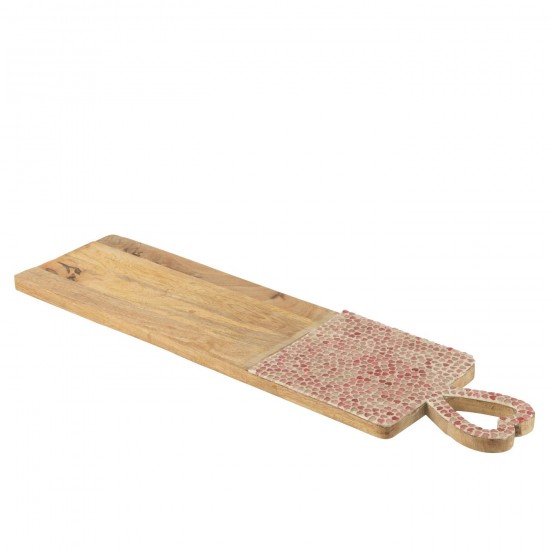 J-Line J Line Plateau de service plateaux de service Jolipa Planche Coeur Mosaique Long Bois De Manguier Rose.