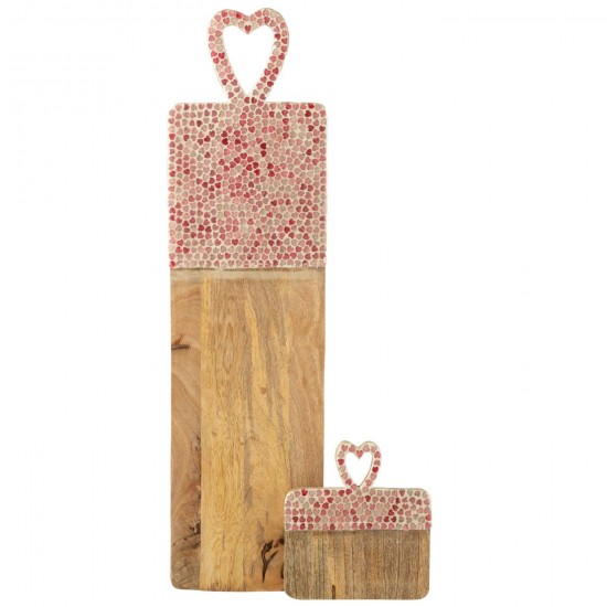 Jolipa Planche Coeur Mosaique Long Bois De Manguier Rose.