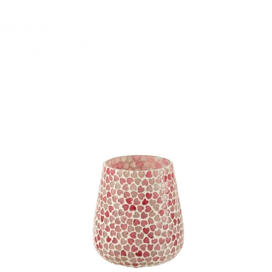 J Line Photophore Mosaique Verre Rose Large L12xB12xH13 cm JLine 54980 by Jolipa 54980.