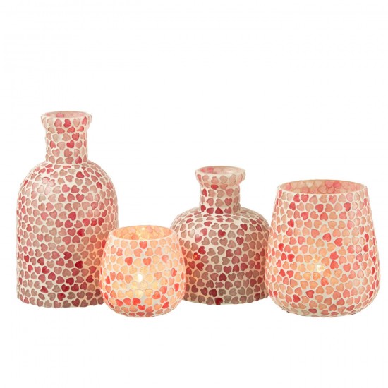 Jolipa Vase Coeur Mosaique Verre Rose Large.