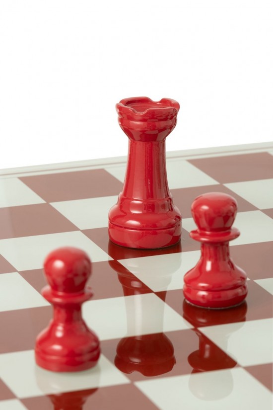 J-Line Scacchiera Vassoio Poliresina Bianco/Rosso Natale.