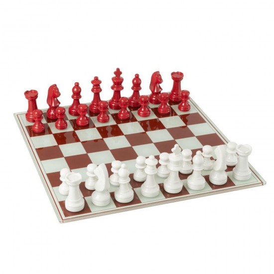 J Line Echiquier Plateau Polyrésine Blanc Rouge Noël L61xB61xH13 cm Jline 55043 by Jolipa 55043.