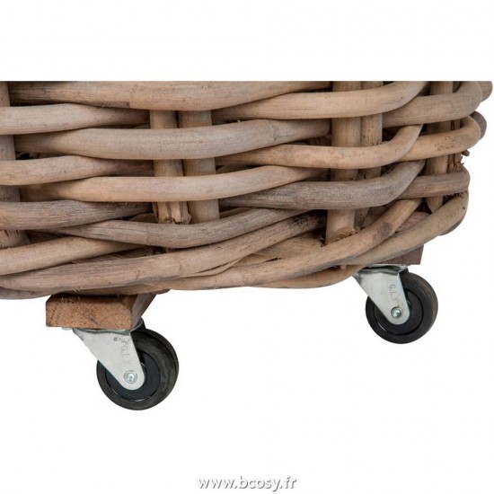 J-Line J Line paniers de rangement Jolipa Set 2 Panier Rond Anse Rotin Naturel 75X60Cm.