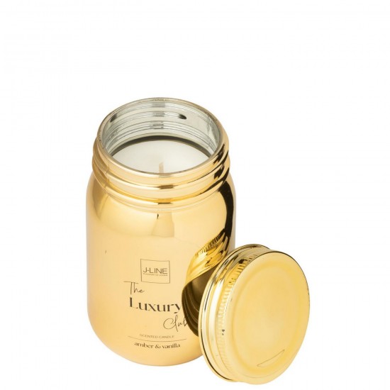J Line Bougie Parfumée Bocal Verre Doré 69H L8xB8xH13 cm Jline 55047 by Jolipa 55047.