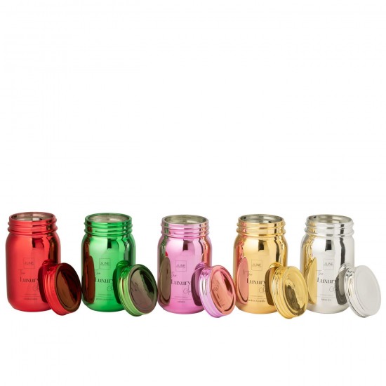 J-Line J Line bougies parfumées Jolipa Bougie Parfumée Bocal Verre Rouge 69H.