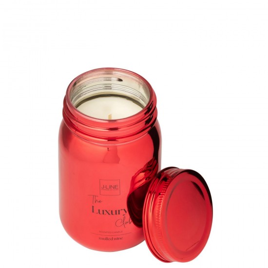 J Line Bougie Parfumée Bocal Verre Rouge 69H L8xB8xH13 cm Jline 55052 by Jolipa 55052.