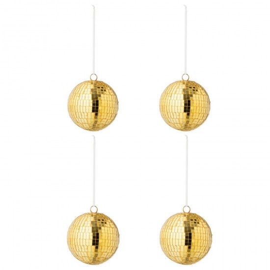 J Line Boite De 4 Boule De Noël Miroir Verre Jaune Large L11xB11xH11 cm Jline 55109 by Jolipa 55109.