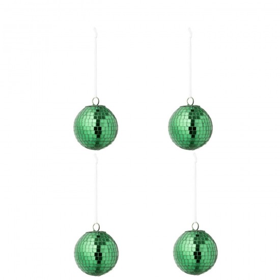 J Line Boite De 4 Boule De Noël Miroir Verre Vert Small L7xB7xH7 cm Jline 55150 by Jolipa 55150.