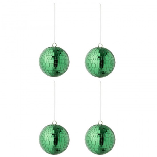 J Line Boite De 4 Boule De Noël Miroir Verre Vert Large L11xB11xH11 cm Jline 55151 by Jolipa 55151.