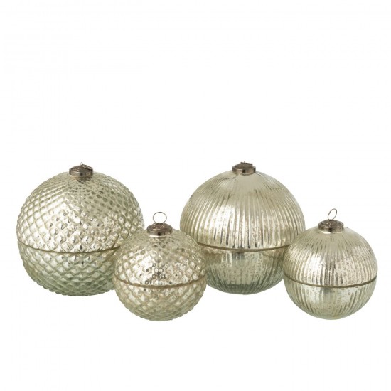 J-Line J Line bougies parfumées Jolipa Bougie Parfumée Boule De Noël Verre Argenté Large Assortiment De 2.