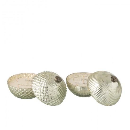 J Line Bougie Parfumée Boule De Noël Verre Argenté Large L18xB18xH19 cm Jline 55177 by Jolipa 55177 Assortiment de 2 pcs.