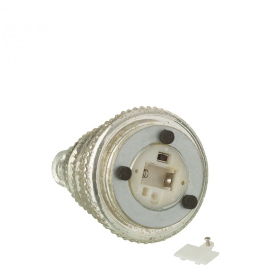 Jolipa Boite De 3 Arbre Led Cotelé Verre Argenté.