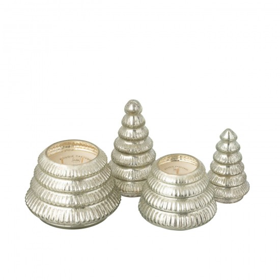 J-Line J Line bougies parfumées Jolipa Bougie Parfumée Arbre Cotelé Verre Argenté Large.