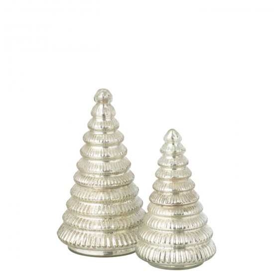 Jolipa Bougie Parfumée Arbre Cotelé Verre Argenté Large.