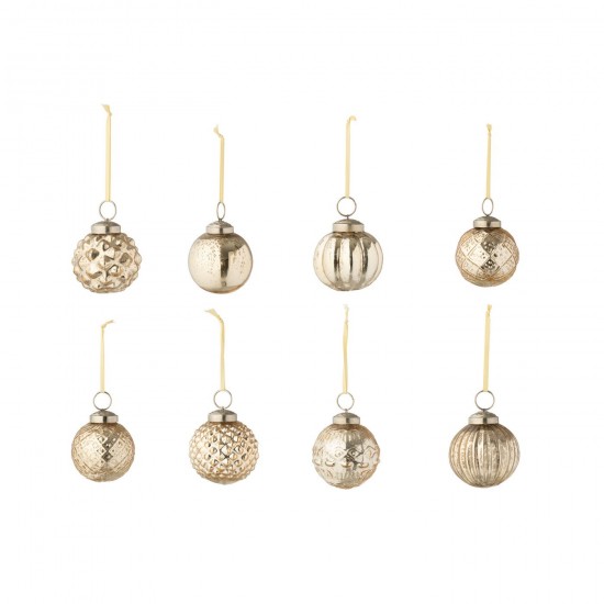 J-Line J Line boules de noel Jolipa Boite De 40 Boule De Noël 8 Motifs Verre Doré.