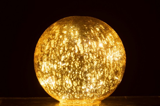 J-Line J Line hivers Jolipa Boule Led Craquelé Verre Doré Large.