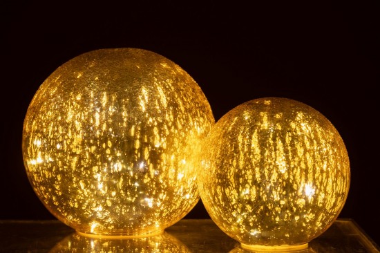 J-Line J Line hivers Boule Led Craquelé Verre Doré Large.