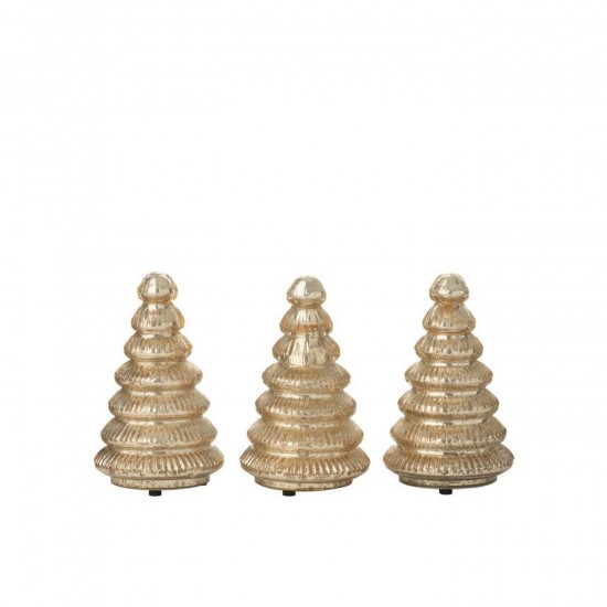 J Line Boite De 3 Arbre Led Cotelé Verre Doré L32xB19xH10 cm Jline 55193 by Jolipa 55193.