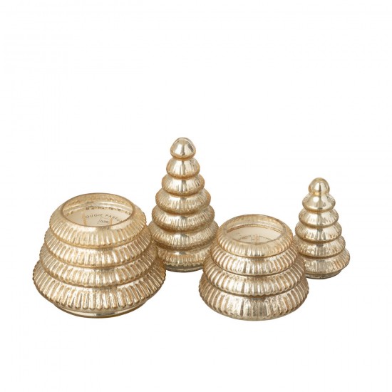 J-Line J Line bougies parfumées Jolipa Bougie Parfumée Arbre Cotelé Verre Doré Large.