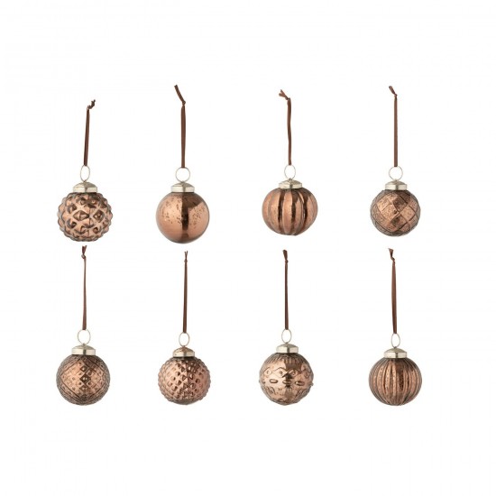 J-Line J Line boules de noel Jolipa Boite De 40 Boule De Noël 8 Motifs Verre Marron.