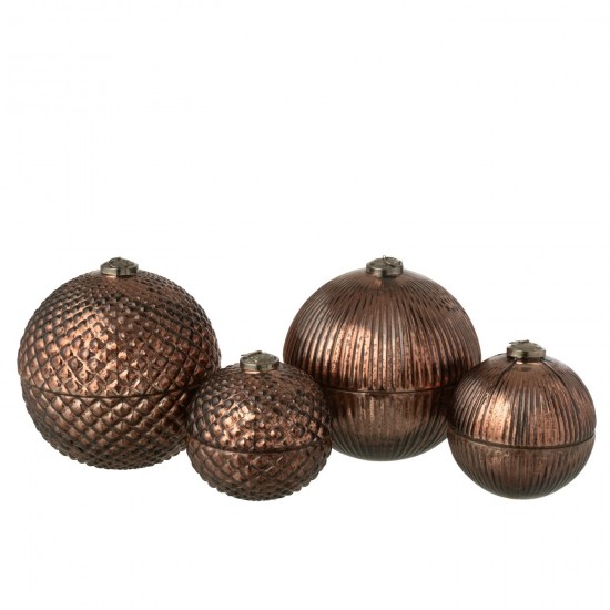 J-Line J Line bougies parfumées Jolipa Bougie Parfumée Boule De Noël Verre Marron Large Assortiment De 2.