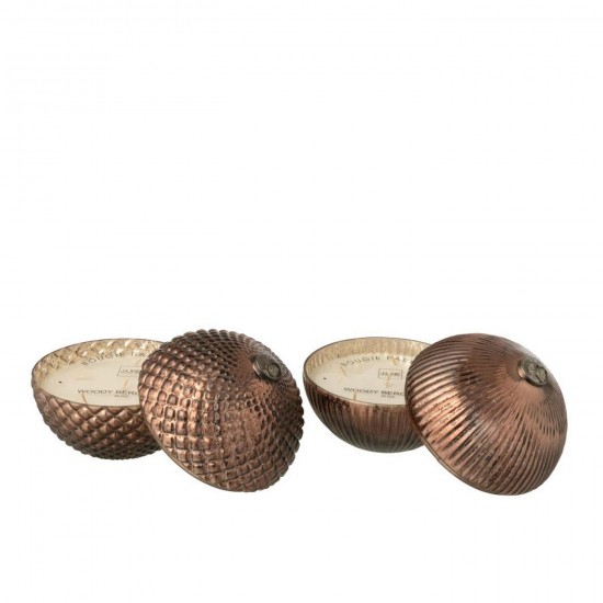 J Line Bougie Parfumée Boule De Noël Verre Marron Large L18xB18xH19 cm Jline 55199 by Jolipa 55199 Assortiment de 2 pcs.