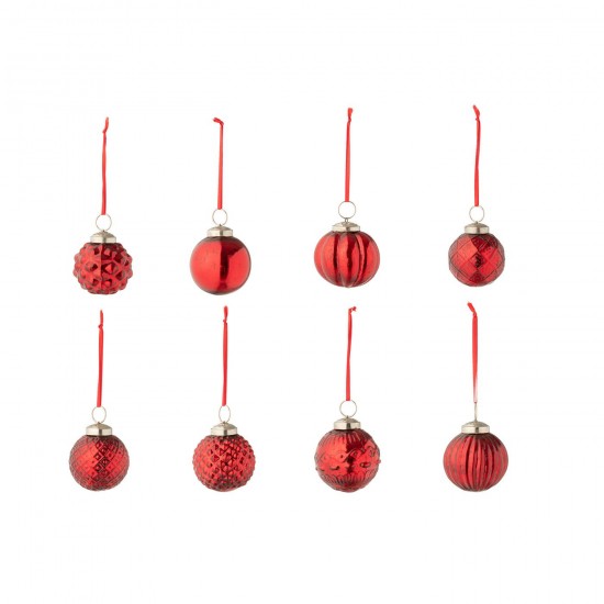 J-Line J Line boules de noel Jolipa Boite De 40 Boule De Noël 8 Motifs Verre Rouge Noël.