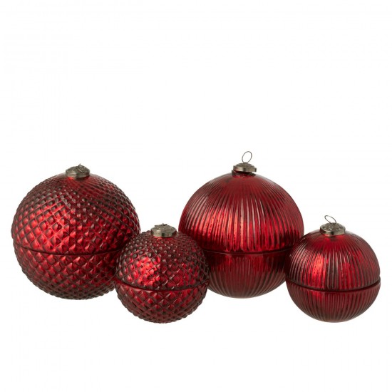 J-Line J Line bougies parfumées Jolipa Bougie Parfumée Boule De Noël Verre Rouge Noël Large Assortiment De 2.