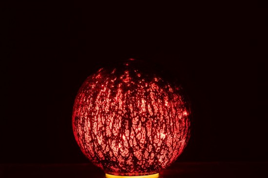 J-Line J Line hivers Jolipa Boule Led Craquelé Verre Rouge Noël Small.