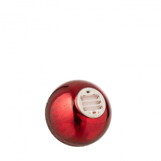 Jolipa Boule Led Craquelé Verre Rouge Noël Small.